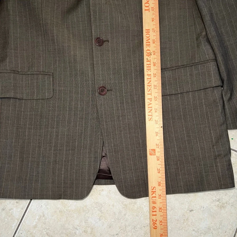 ADOLFO Made in Italy Mens 40R Pinstripe‎ Wool Super 120s Blazer Brown